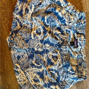 Patagonia Women’s Athletic Shorts in Blue and Cream